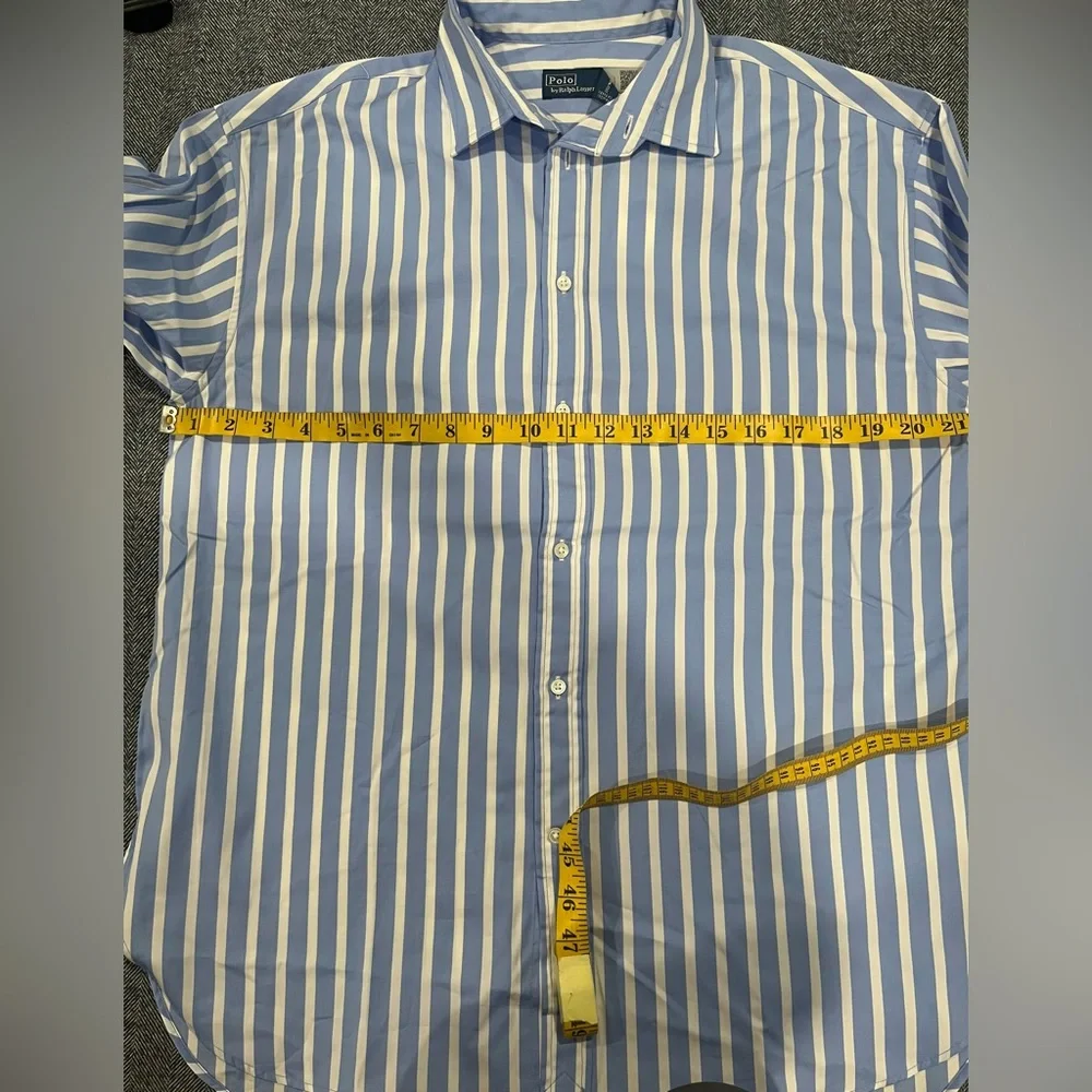 Polo Ralph Laurent Relaxed Fit Striped Cotton Shirt | Blue/White Stripe | size 8 - Picture 8 of 11